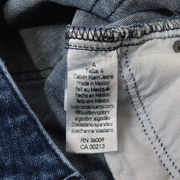 Calvin Klein Women 27 4 Blue Roll Cuff Denim Jean Crop Cropped Pants Cotton - Picture 8 of 11